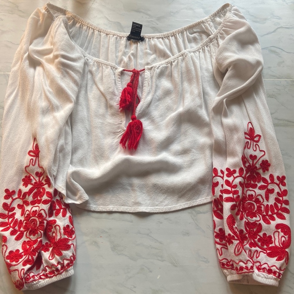 Embroidered boho crop